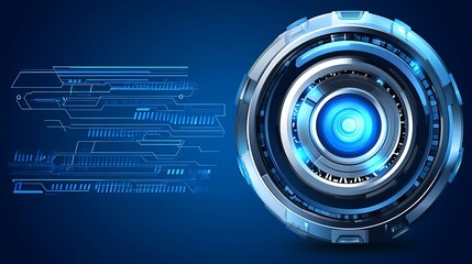 Futuristic technology interface with circuit pattern and glowing core