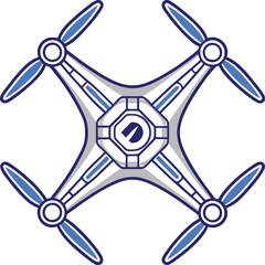 Futuristic Drone Vector Icon, Blue and White, High-Quality Tech Design for Digital Illustrations