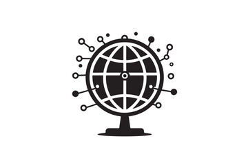 Global Network Icon – Vector Illustration of Worldwide Internet and Connectivity Concept