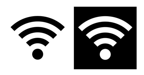 Wifiの黒と白のアイコンのイラスト