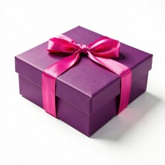 Obraz premium Elegant chocolate box with satin ribbon, isolated on white , gift, packaging, detail