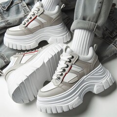 Platform Sneakers Sneakers with a thick sole for added height an