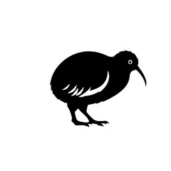 Obraz premium Kiwi bird cartoon illustration icon, black silhouette vector