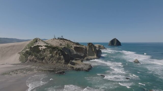 Pacific Ocean Waves Crashing at Cape Kiwanda On the Oregon Coast at Tierra DEl Mar Pacific City and Haystack Rock