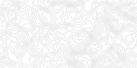 Geography landscape Topo contour map on white background, Topographic contour lines. Seamless pattern with lines Topographic map. Geographic mountain relief diagram line wave carve design.	
