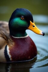 Intricate wood duck head, eye detail, water droplets, smooth surface, aquatic, droplets