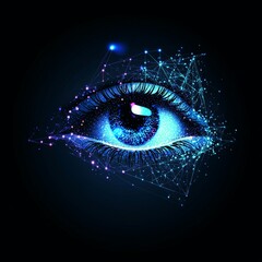Eye Abstract - Glowing blue eye with geometric lines, abstract art. Perfect for tech, vision, or future themes