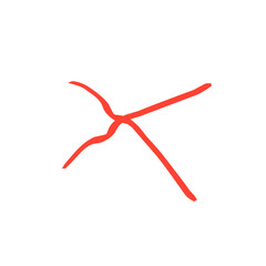 Hand Drawn Red Line Cross 