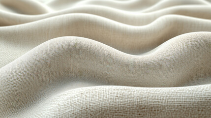 Serene Fabric Waves: Captivating closeup of flowing fabric creating gentle waves. Soft texture, natural tones evoke a sense of tranquility and subtle elegance.