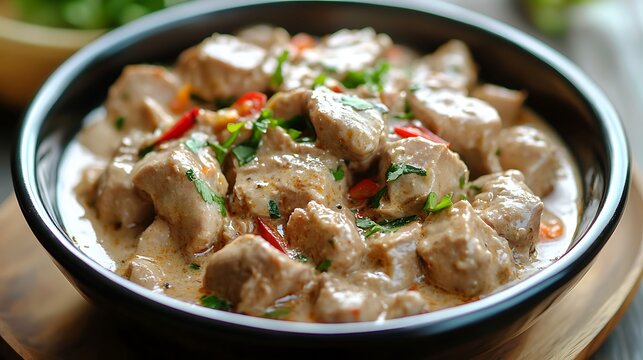 Bicol express or pork with spicy coconut sauce