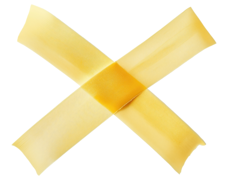 Cross of yellow tape isolated on transparent background - Powered by Adobe