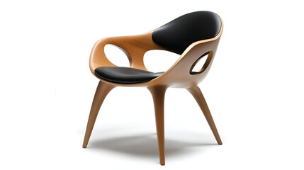 chair has two arms.Modern Chair,It is a modern white chair.with white background.With unique style.