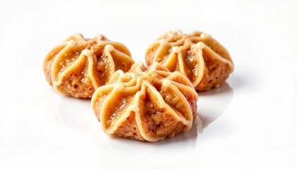 Delicious M&auml;mmi dessert on white plate, culinary artistry