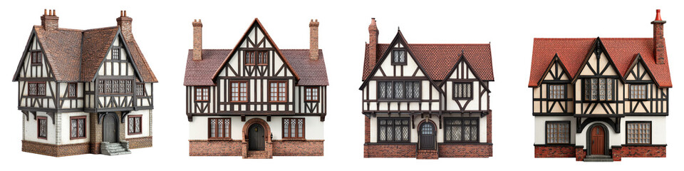 Charming Tudor style Historic Half timbered Mansion with Thatched Roof and Chimneys Set in Picturesque English Countryside Village Landscape  Traditional English Country Architecture