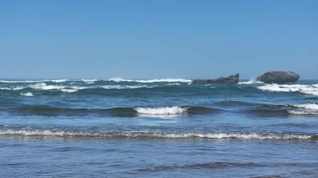 Pacific Ocean Waves Crashing at Cape Kiwanda On the Oregon Coast at Tierra DEl Mar Pacific City and Haystack Rock
