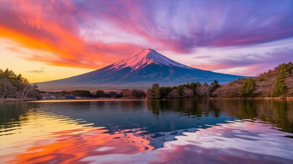 Fototapeta premium Stunning Mount Fuji at Sunset Scenic View