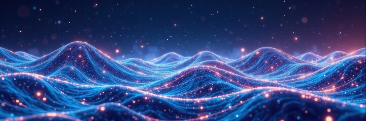 White futuristic digital landscape Abstract glowing grid, high-tech feel , white, connection