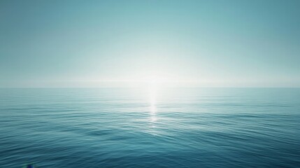 Obraz premium Serene Horizon Over Calm Water Under Soft Sky Light at Dusk