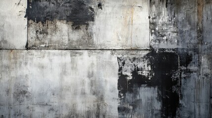 Abstract Grunge Texture with Black and White Paint Stains on Wall