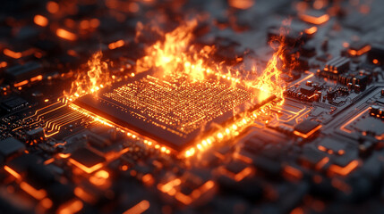 A futuristic electronic circuit board with glowing pathways symbolizes modern technology, innovation, and high-speed digital communication, illustrating the seamless flow of data in a connected world.