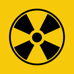 Nuclear radiation warning sign with a black and yellow design. Perfect for hazardous areas, safety guidelines, and industrial use. High-quality visual graphic.
