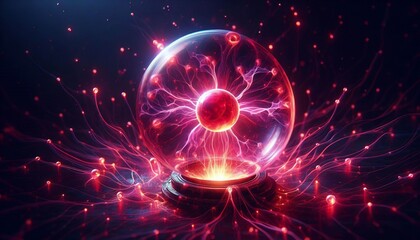 Obraz premium Ruby Plasma Bubble A transparent red sphere filled with swirling