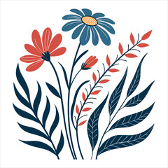 Boho flower vector illustration, abstract boho Retro floral design
