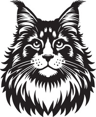 Maine coon cat vector in black and white