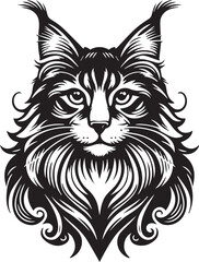 Maine coon cat vector in black and white