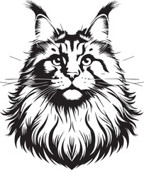 Maine coon cat vector in black and white