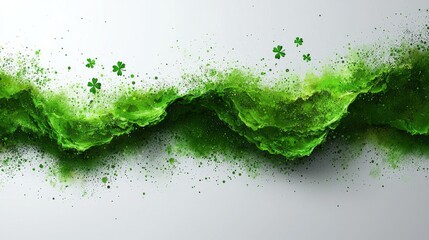 Abstract green shamrock explosion on white background