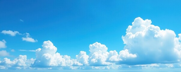 Deep azure sky canvas, scattered cumulus cloud formations , shadow, divine