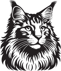 Maine coon cat vector in black and white