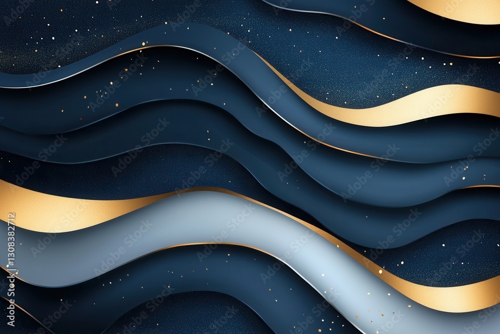 Poster Dynamic wave like structures create a professional backdrop for political discourse in navy and silver tones Generative AI