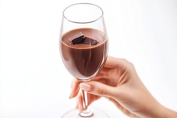 Toasting with Chocolate Milk Glass isolated on white 