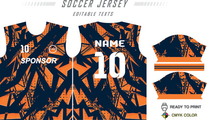 Obraz premium Football Jersey Design Template, Soccer Kit Mockup & Custom Team Uniform Vector with Trendy Shirt Patterns