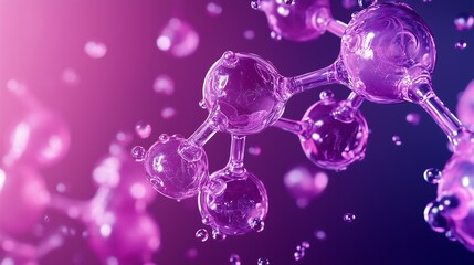 3D rendering of DNA molecular structure on purple background