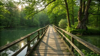 Fototapeta premium wooden bridge in the woods