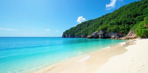 Obraz premium Stunning vertical view of Koh Muk's pristine beach, clear blue ocean , ocean, horizon