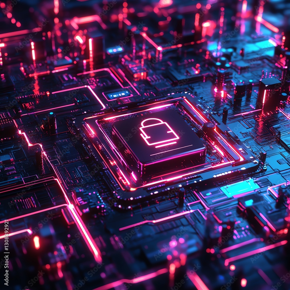 Fototapete digital it security concept featuring encrypted data streams, futuristic security locks, and digital