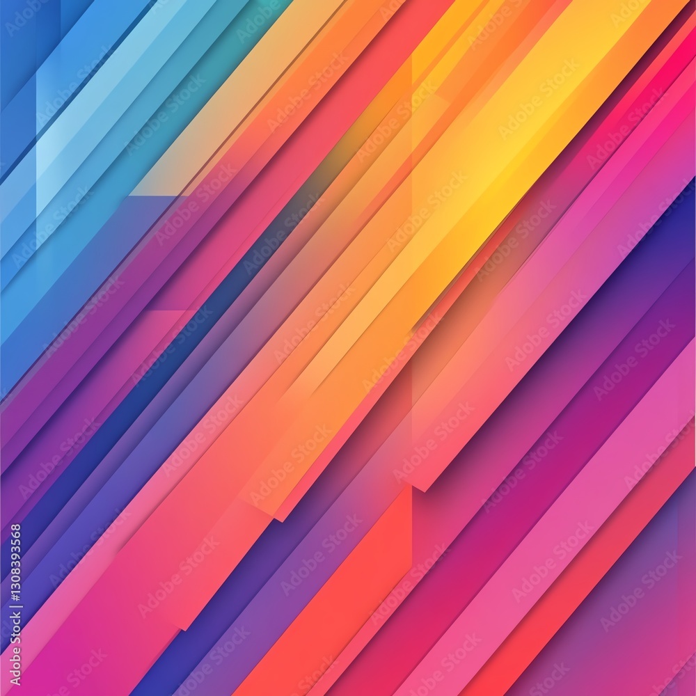 Leinwandbilder Geometric abstract background with intersecting lines, angular shapes, and a gradient of bold colors, creating a sharp, energetic composition