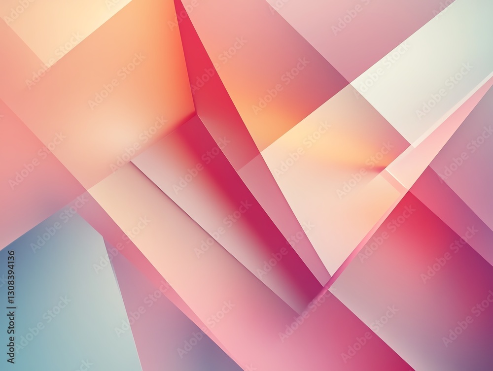 Aufkleber Minimalist abstract geometric background with subtle lines and shapes, soft pastel gradients blending with sharp angles, modern and clean aesthetic