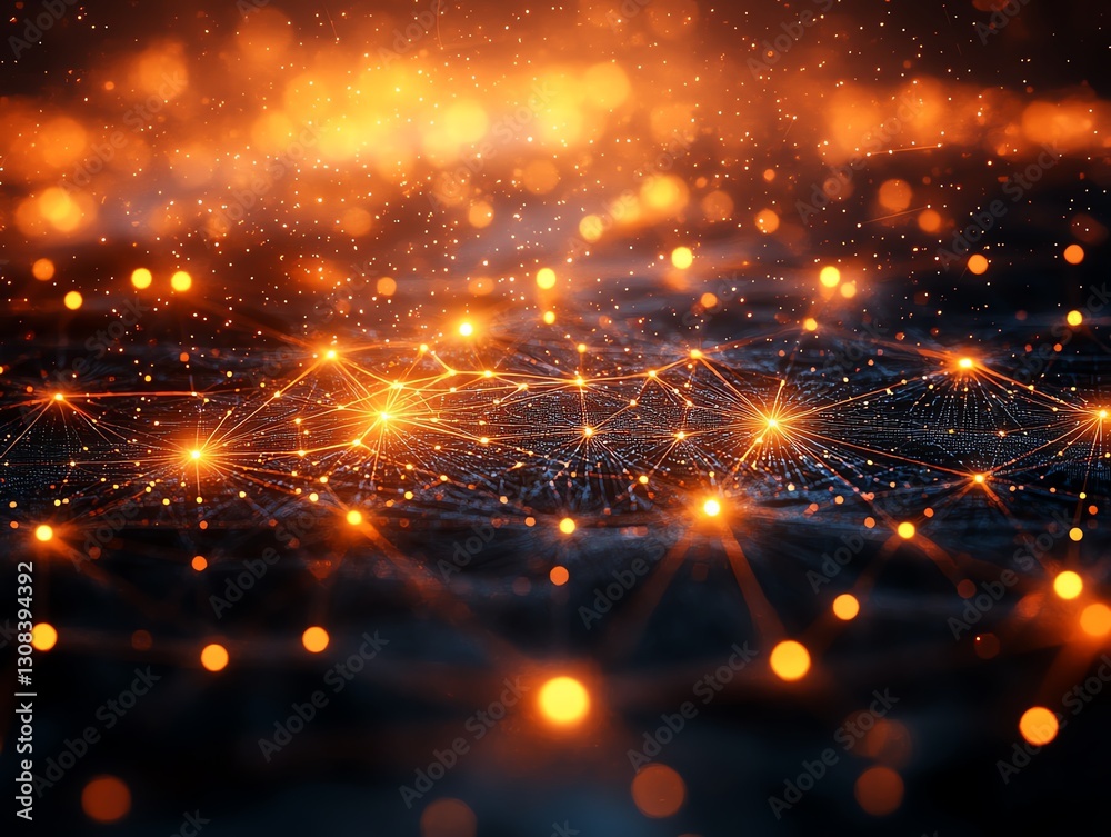 Poster neural network concept with glowing synapses, interconnected neural pathways, intricate patterns of 