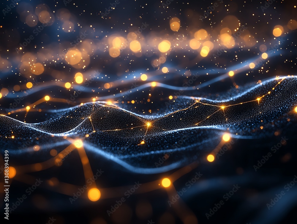 Poster neural network concept with glowing synapses, interconnected neural pathways, intricate patterns of 