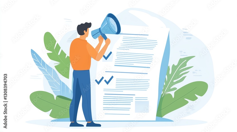 Fototapete professional inspecting a document with a checkmark, representing quality control, auditing, and com