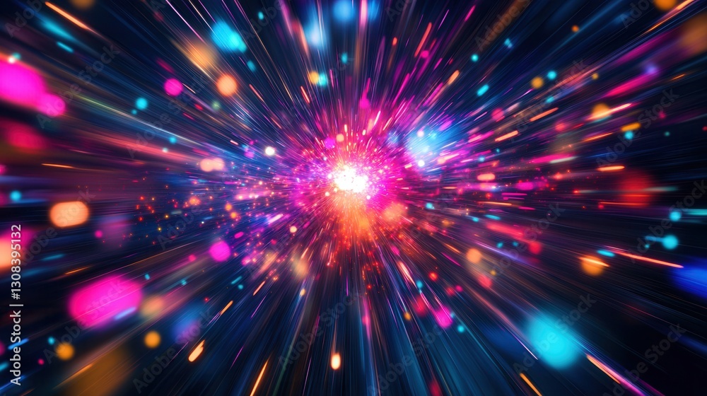 Leinwandbilder bright neon colors create a dynamic abstract background with light explosions and vibrant movement g