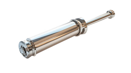 A silver metal tube with a bolt on the end