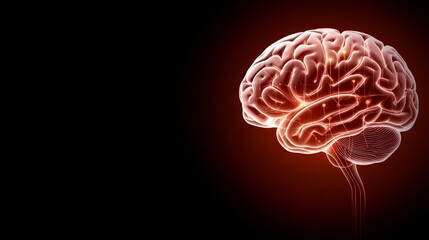Obraz premium Human Brain Anatomy Illustration - Detailed 3D of a human brain, highlighting neural pathways and connections. Ideal for medical, educational, or scientific purposes