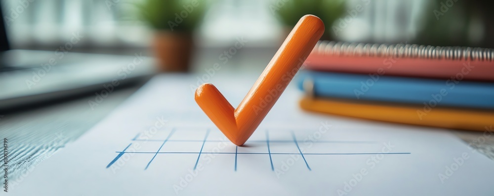 Aufkleber document review and quality control concept with checkmark symbolizing auditing, compliance, and pro