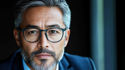 Professional man in glasses wearing a suit engaged in a hyperrealistic venture capital meeting focused on investment